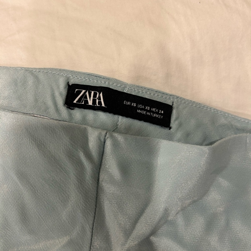 ZARA Light Blue Satin Skirt